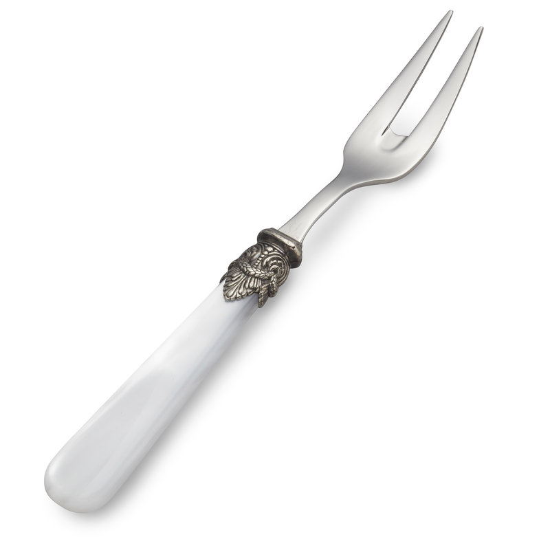 Meat Fork, White with Mother of Pearl