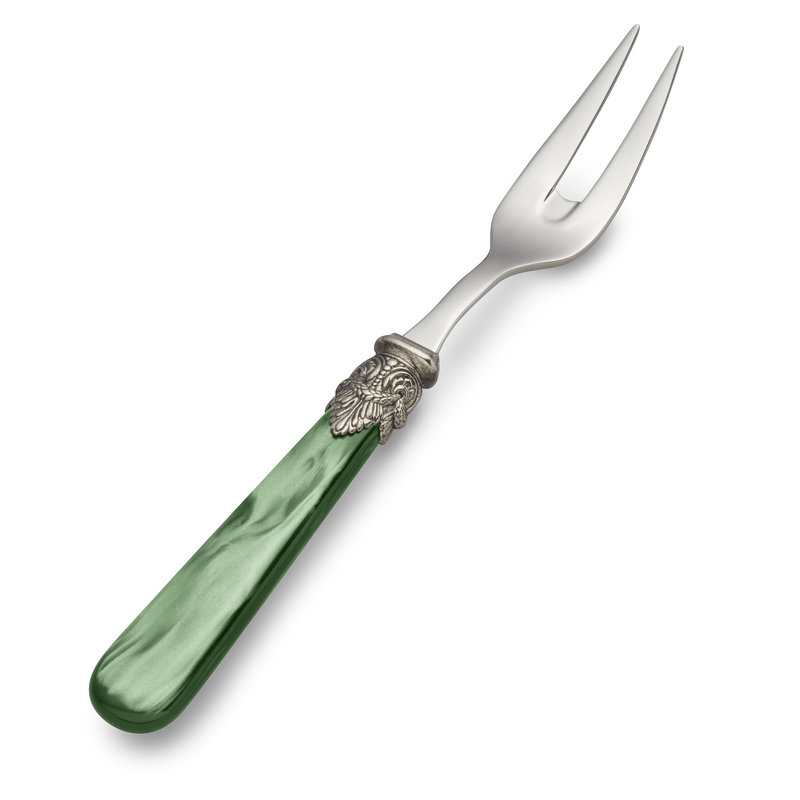 Meat Fork, Green with Mother of Pearl