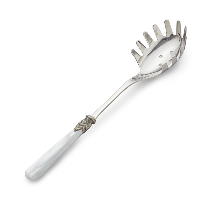 Spaghettilepel / Noedellepel, Wit met Parelmoer