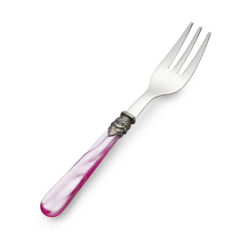 Kuchengabel / Tortengabel, Fuchsia mit Perlmutt
