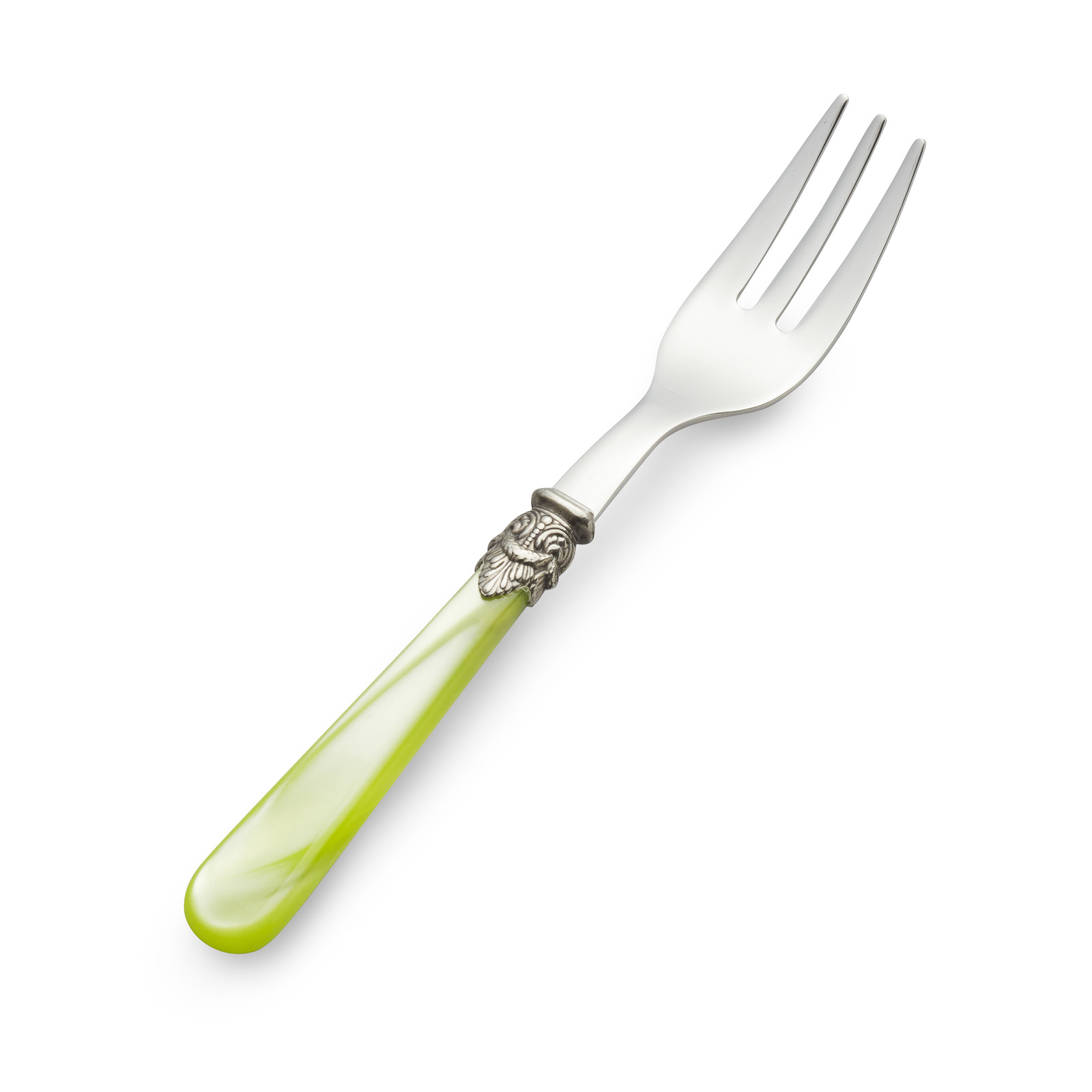 Cake fork / Pastry Fork, Light Green with Mother of Pearl