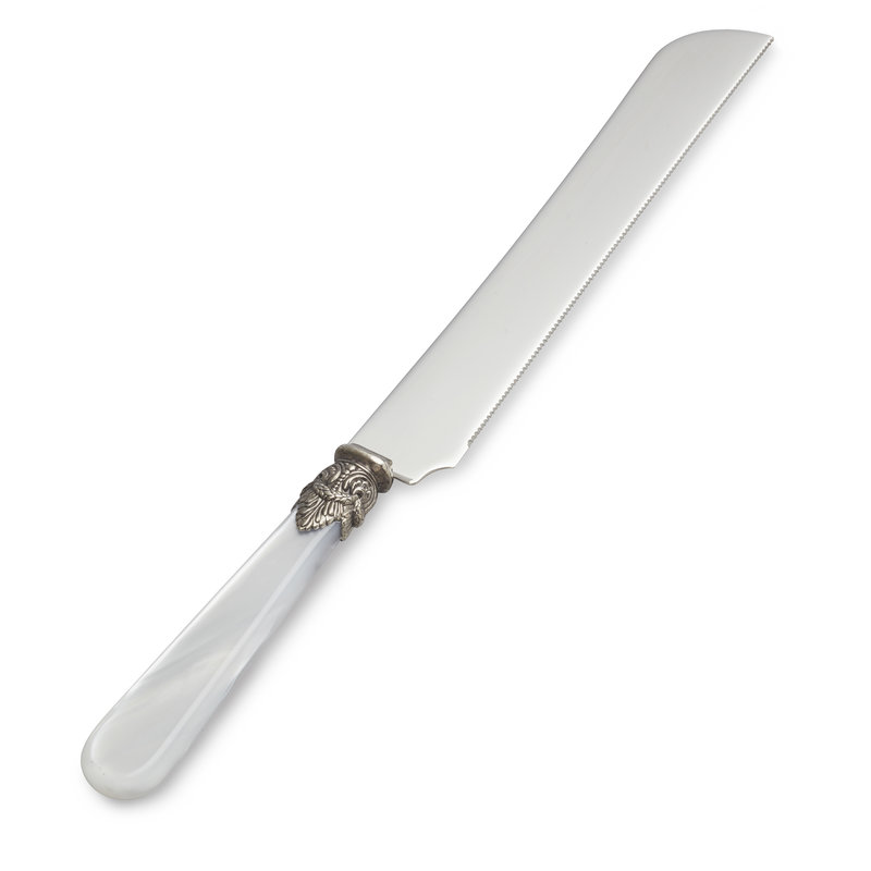 Cake Knife / Breadknife, White with Mother of Pearl