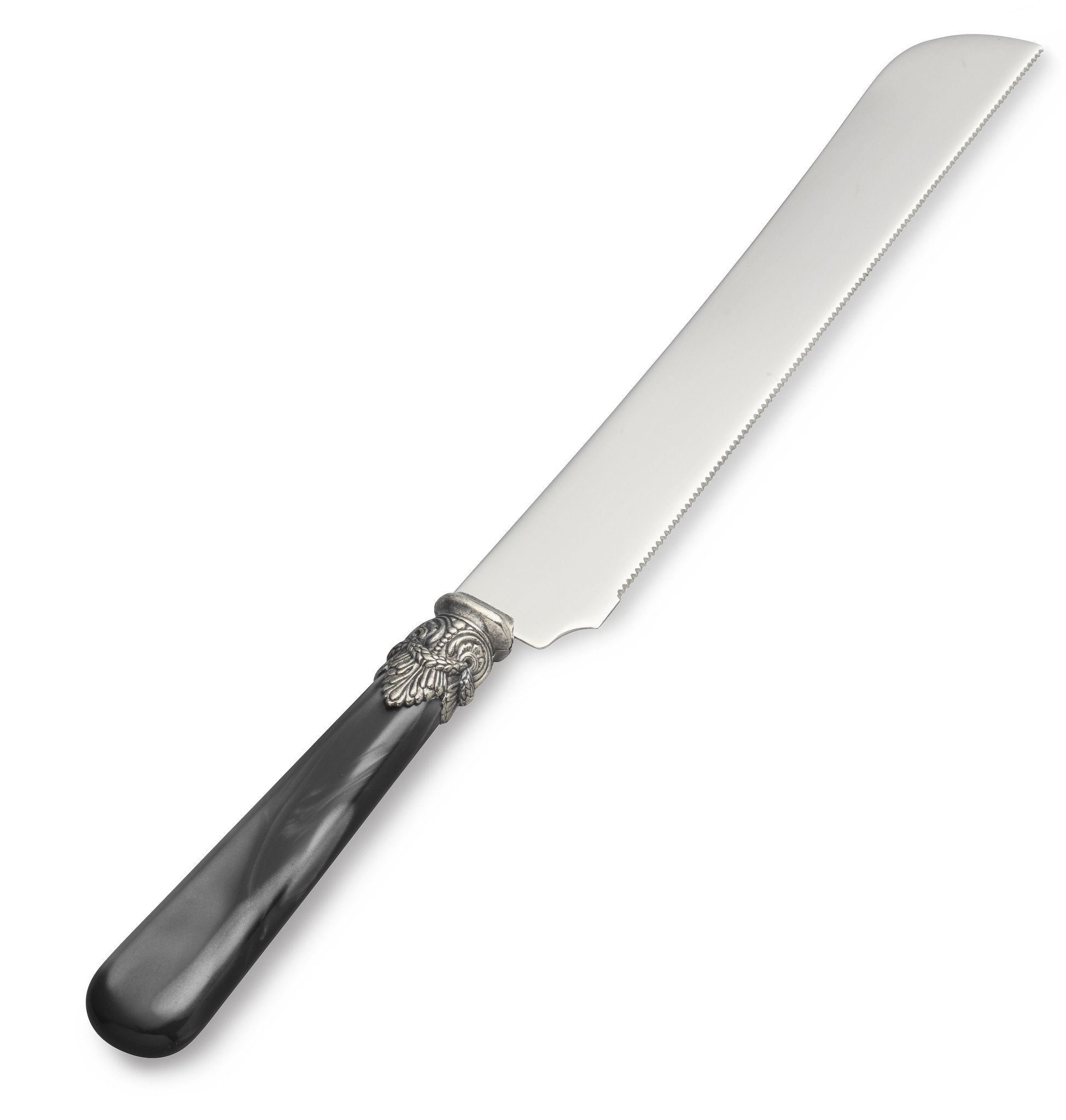 Couteau pain / Couteau à tarte, avec un manche Noir (nacré)