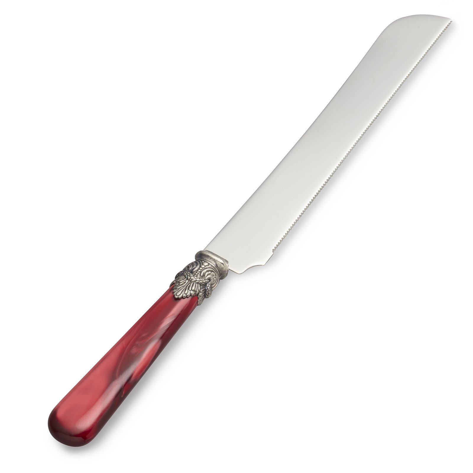 Tortenmesser / Brotmesser, Rot mit Perlmutt