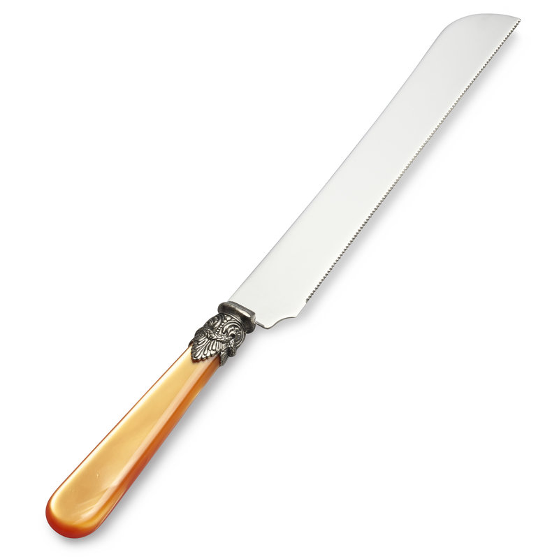 Tortenmesser / Brotmesser, Orange mit Perlmutt