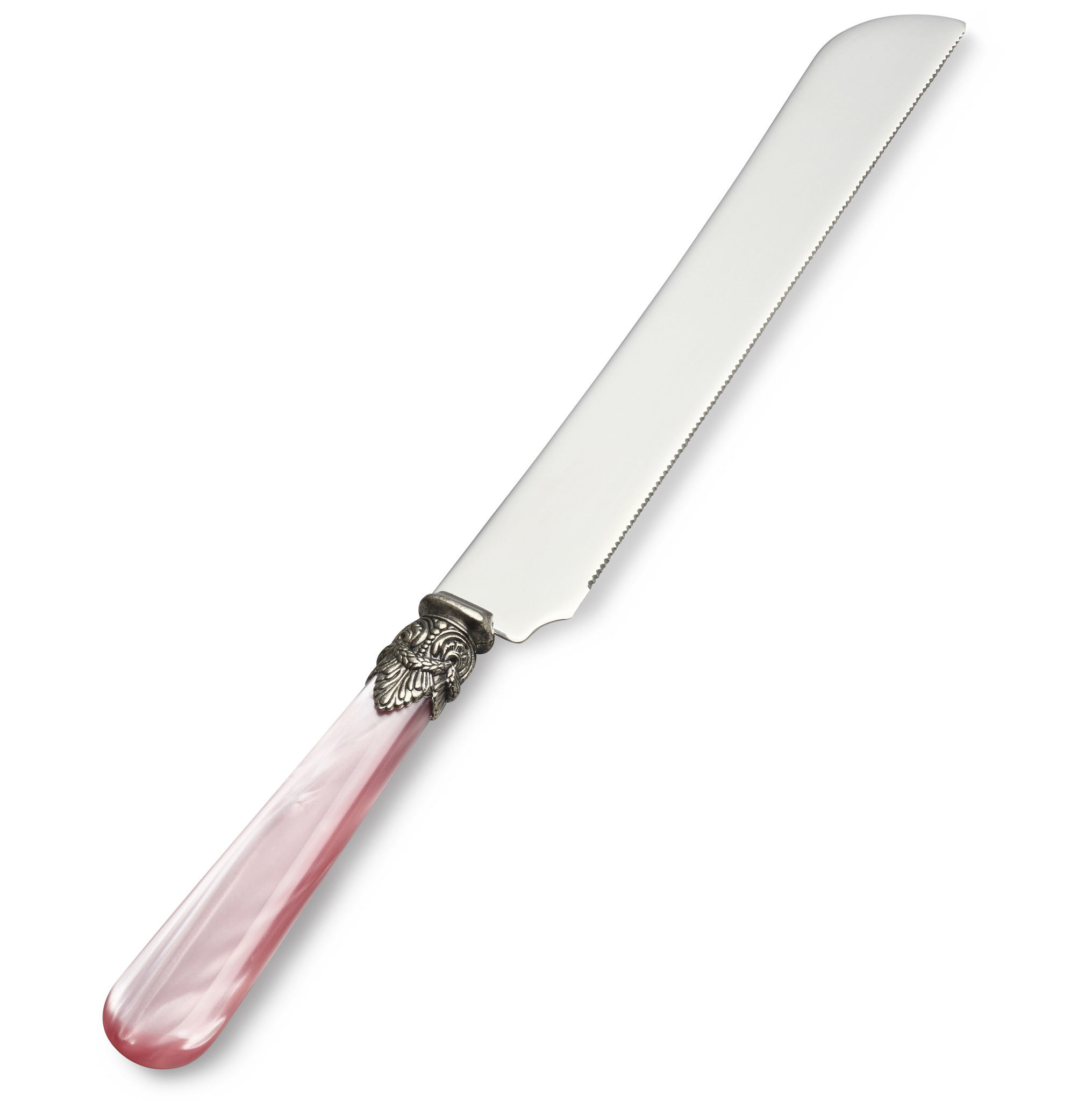 Tortenmesser / Brotmesser, mit Rosa Griff (perlmuttglanz)