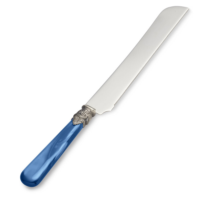 Tortenmesser / Brotmesser, Blau mit Perlmutt