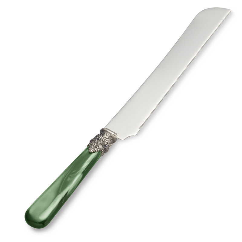 Cake Knife / Breadknife, Green with Mother of Pearl