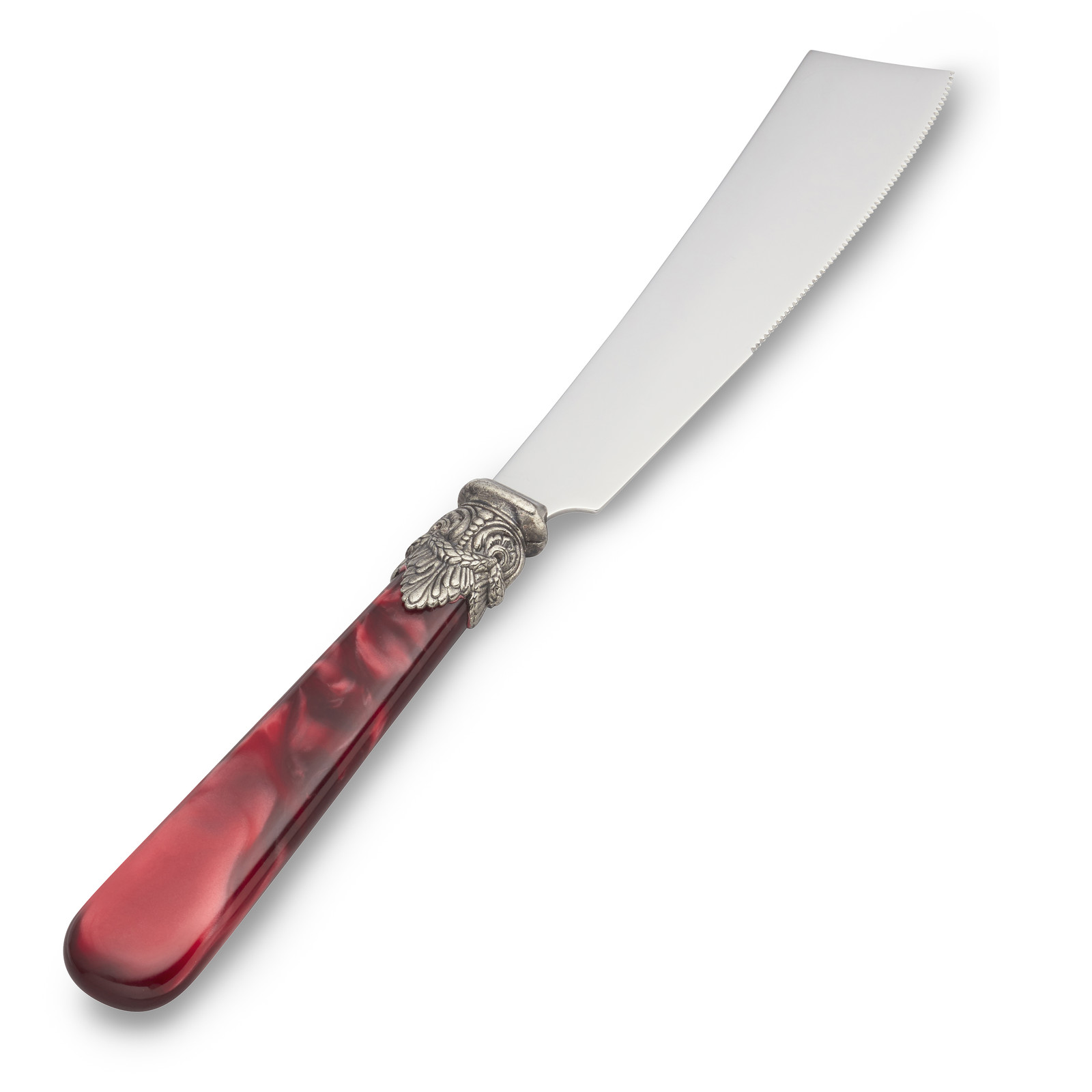 Small Cake Knife Red with Mother of Pearl