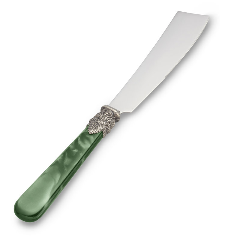 Small Cake Knife Green with Mother of Pearl