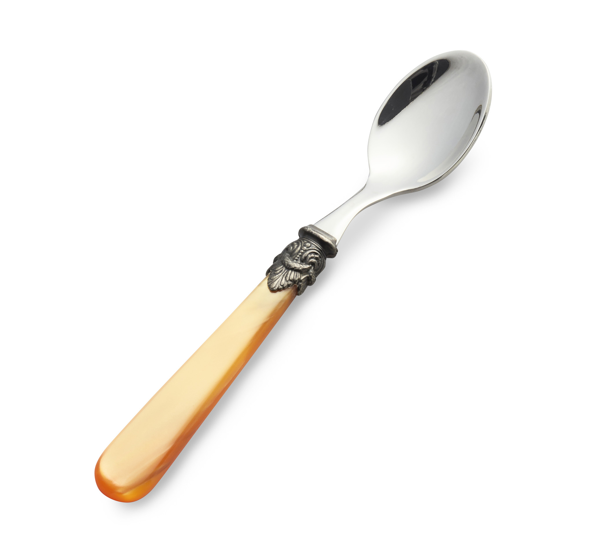 Teaspoon, small, with Orange handle (mother-of-pearl sheen)