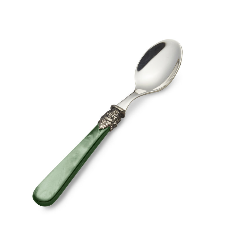 Teaspoon / Coffee spoon, Green with Mother of Pearl (5,3 inch)