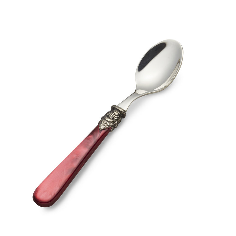 Teaspoon / Coffee spoon, Red with Mother of Pearl (5,3 inch)