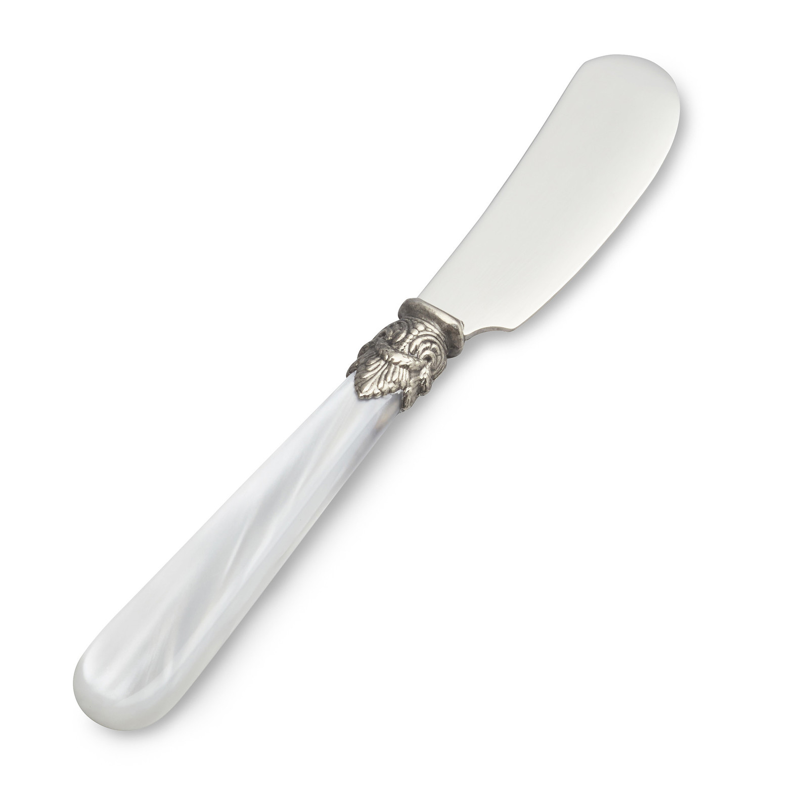 Buttermesser / Tapasmesser, Weiß mit Perlmutt (13,5 cm)