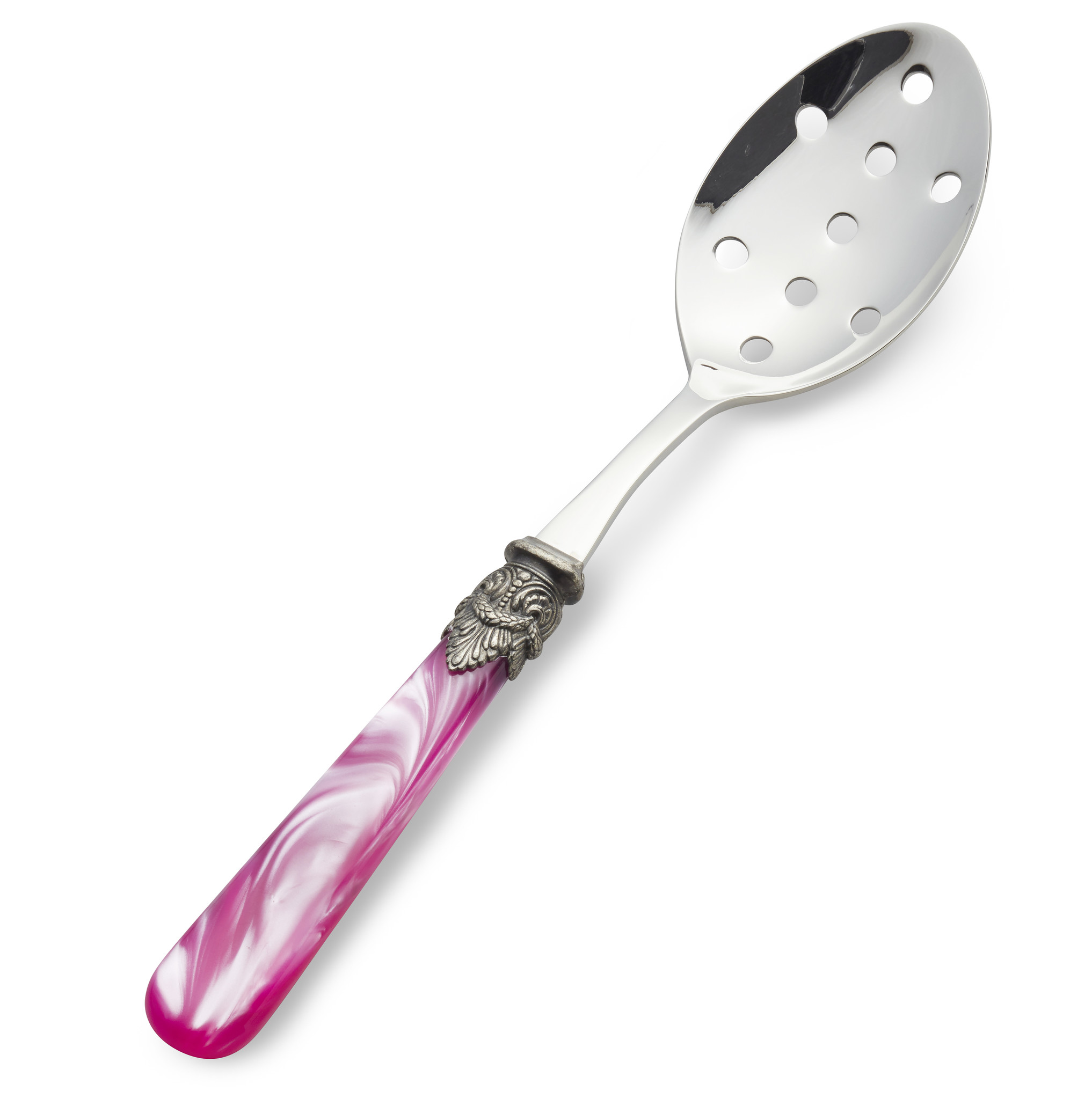 Serving Spoon with holes Fuchsia with Mother of Pearl