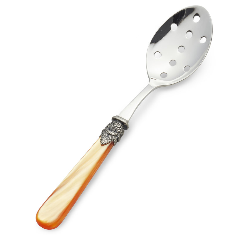 Serving Spoon with holes, Orange with Mother of Pearl