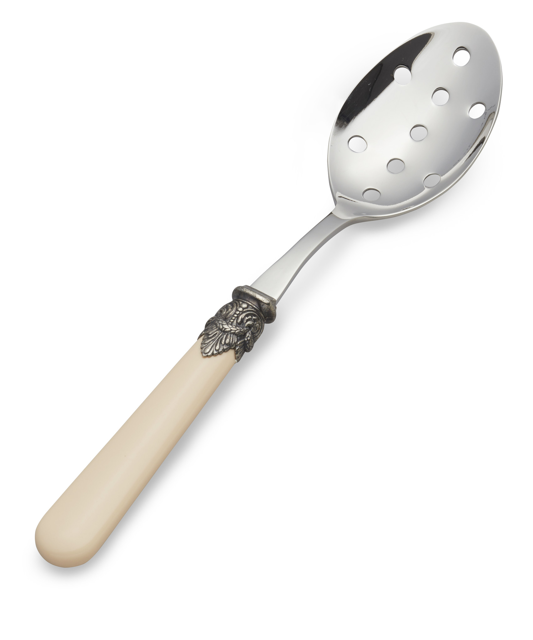 Slotted serving spoon, Ivory (matte)