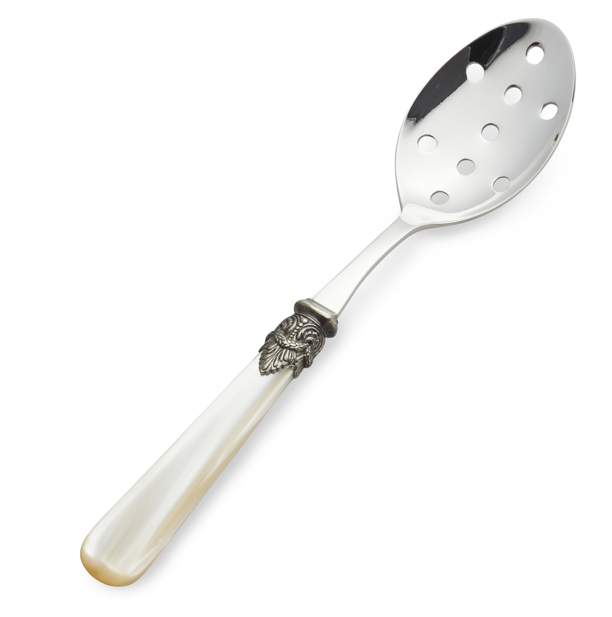Slotted serving spoon. Ivory (mother-of-pearl)
