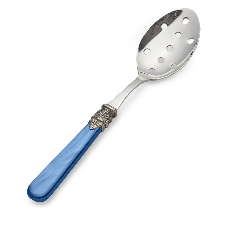 Opscheplepel met gaatjes, Blauw met Parelmoer