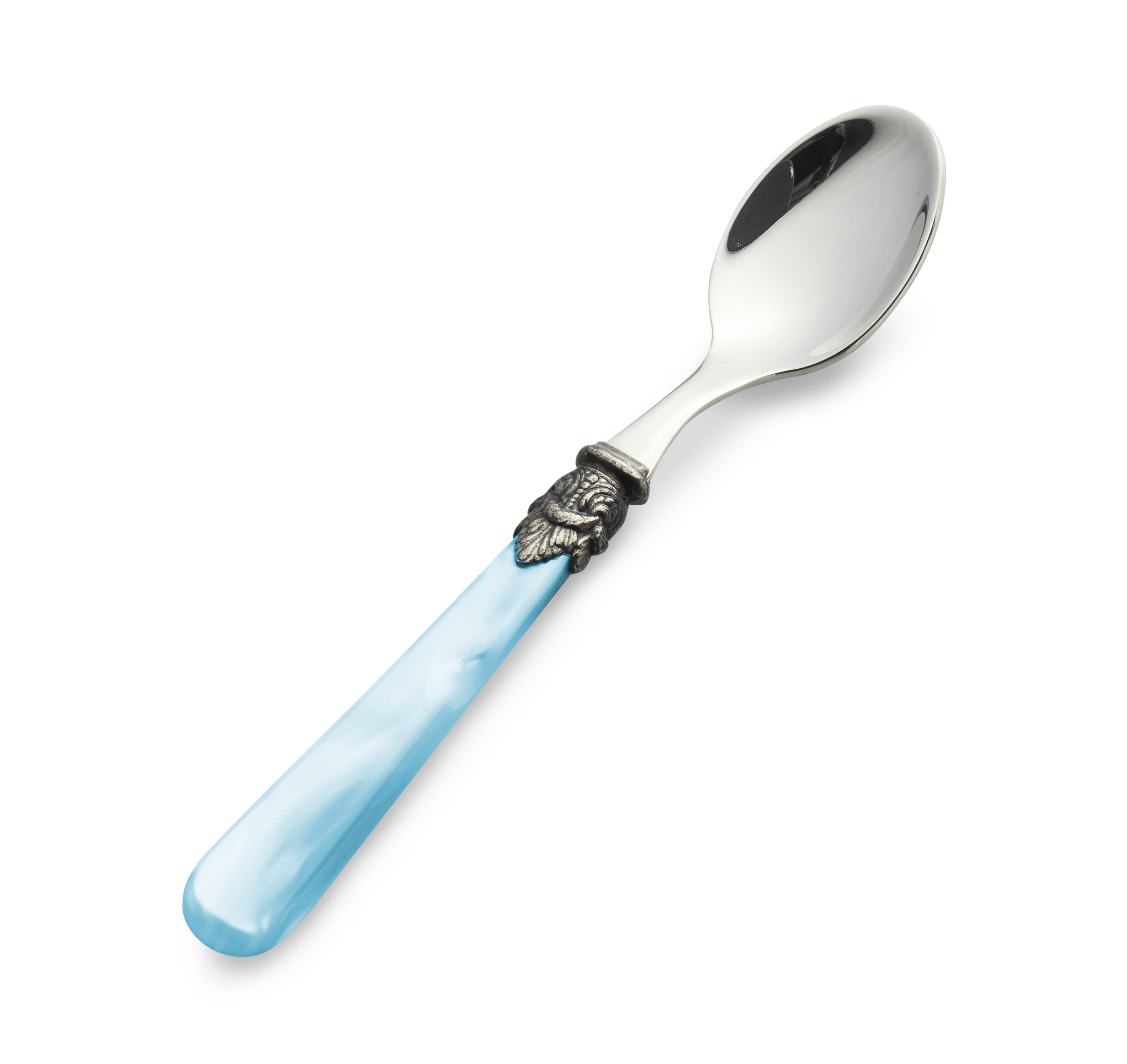 Cuillère à Thé, petite, avec manche Bleu Clair (nacré)