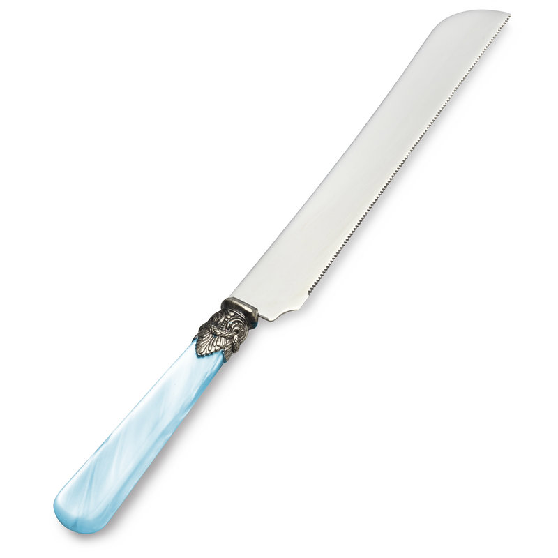 Cake Knife / Breadknife, Light Blue with Mother of Pearl