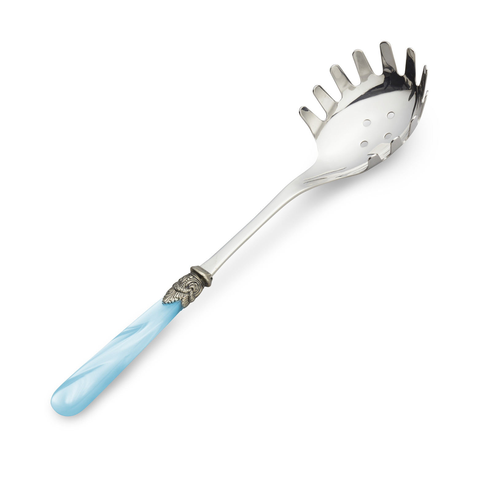 Spaghetti  spoon / Noodle spoon Light Blue with Mother of Pearl