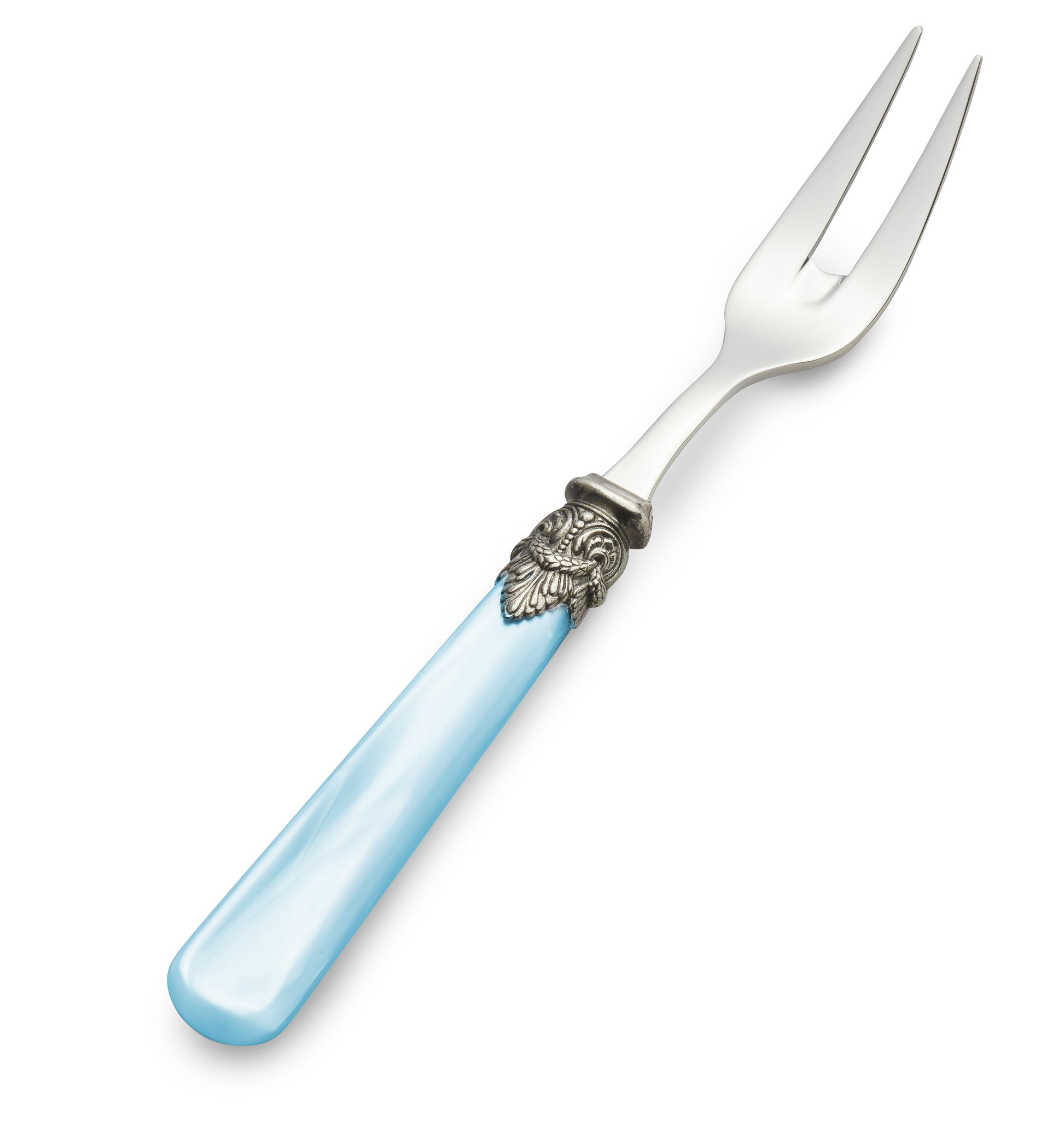 Tenedor para carne, Azul Claro (brillo nácar)