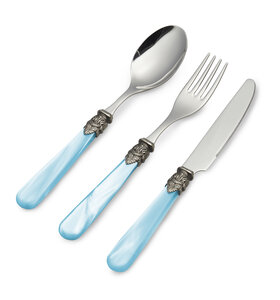 3-piece breakfast cutlery set, light blue (mother-of-pearl)
