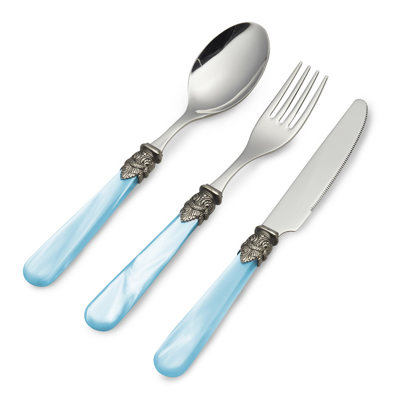 Cubiertos para desayuno, Azul Claro con Nácar, 3 piezas, 1 persona