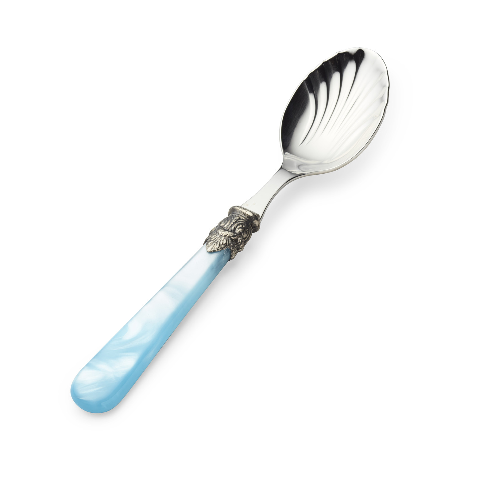 Cheese spoon / Tapas spoon, Light Blue with Mother of Pearl