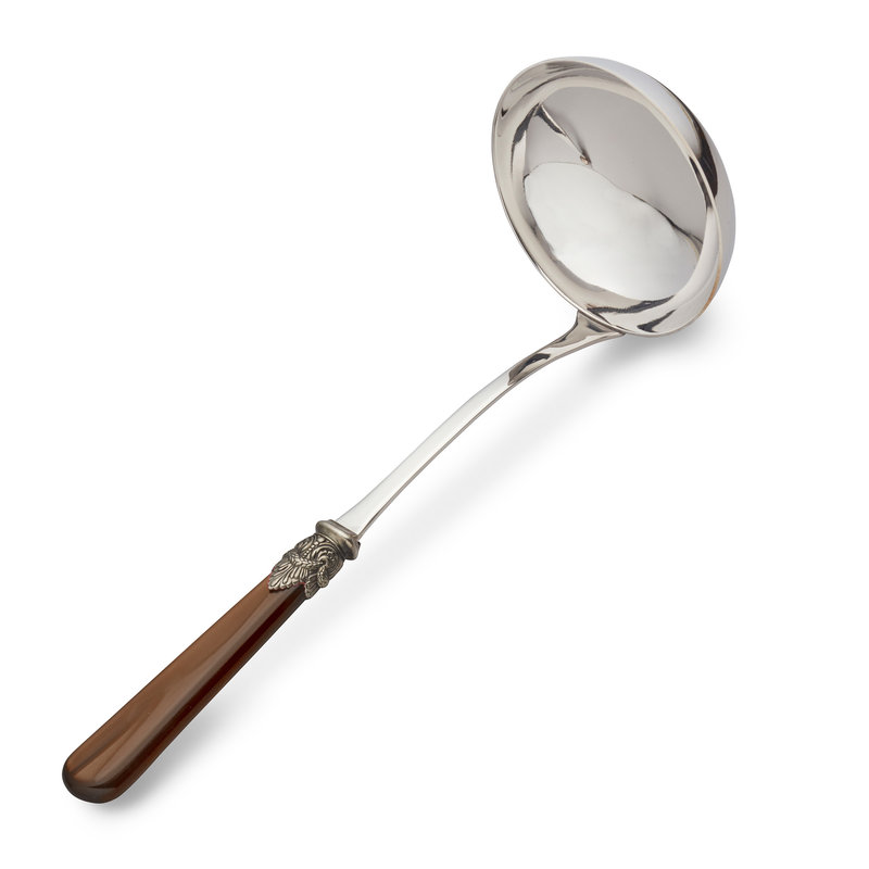 Suppenkelle / Schöpflöffel, Braun mit Perlmutt