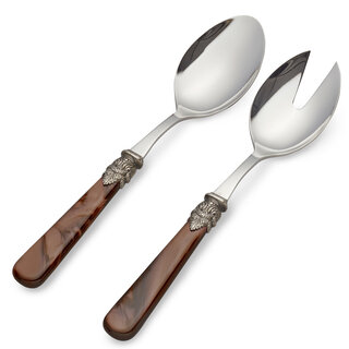 Salad servers, Brown (mother-of-pearl)