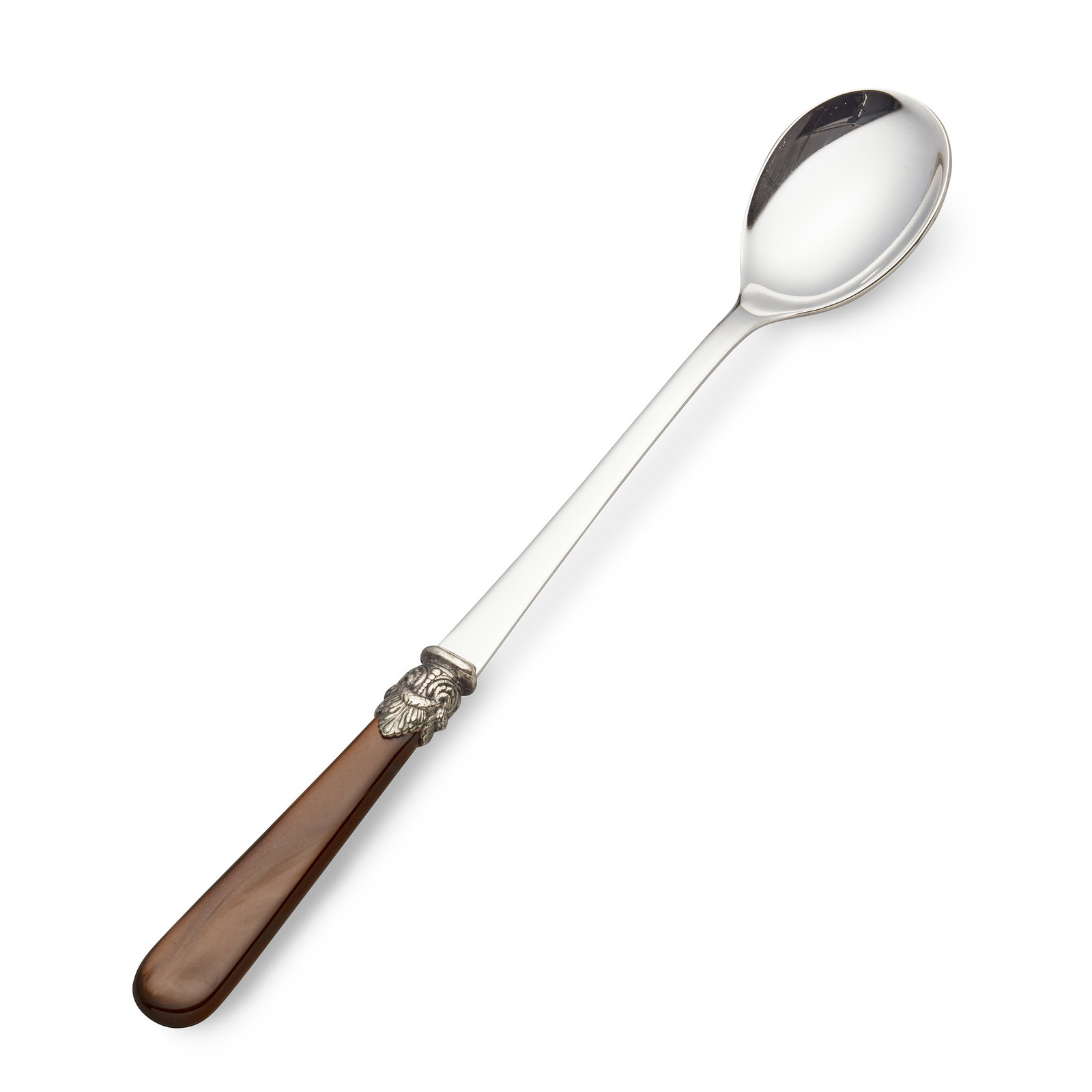 Long Drink Spoon / Sorbet Spoon, Brown with Mother of Pearl (8,5 inch)