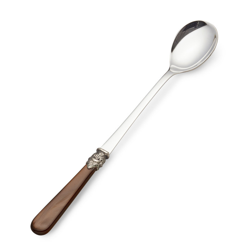 Long Drink Spoon / Sorbet Spoon, Brown with Mother of Pearl (8,5 inch)