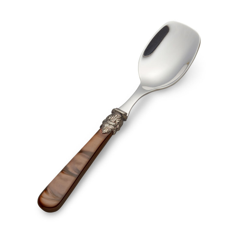 Eislöffel / Dessertlöffel, Braun mit Perlmutt
