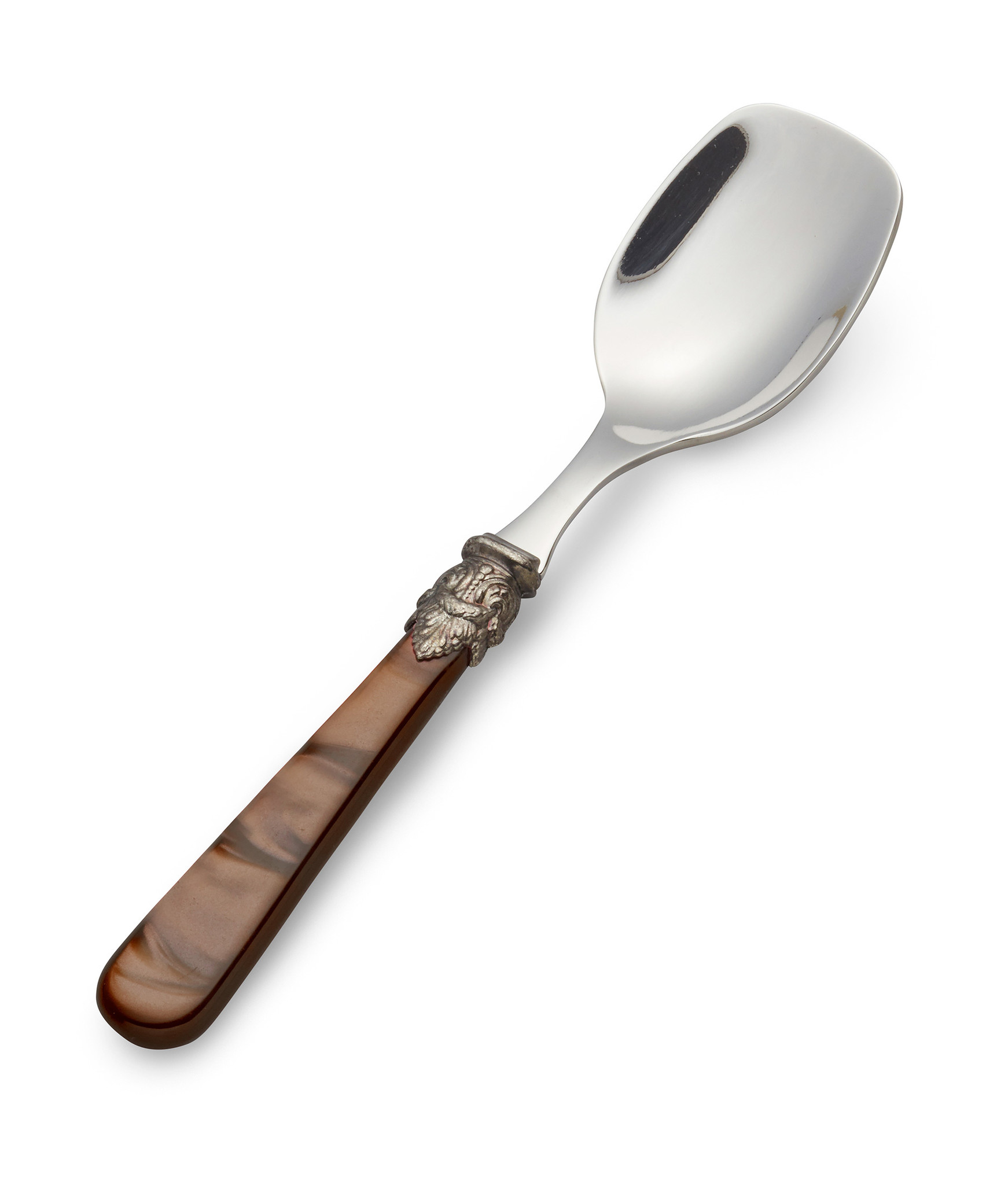 Ice Cream Spoon, with Brown handle (mother-of-pearl sheen)