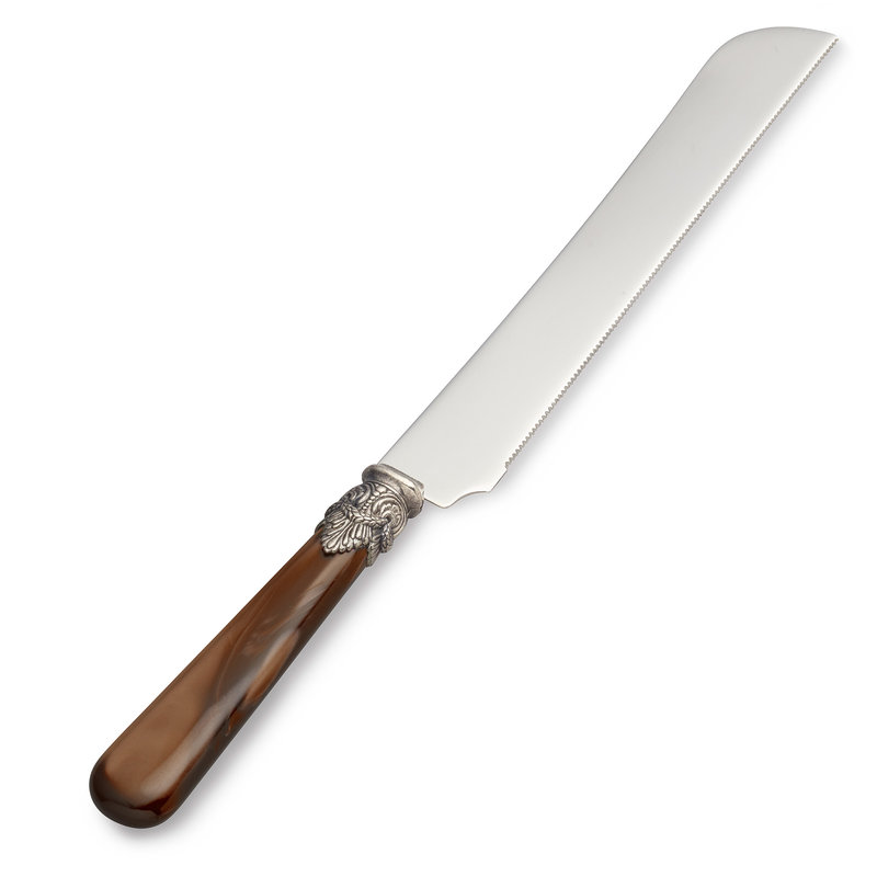 Tortenmesser / Brotmesser, Braun with Perlmutt