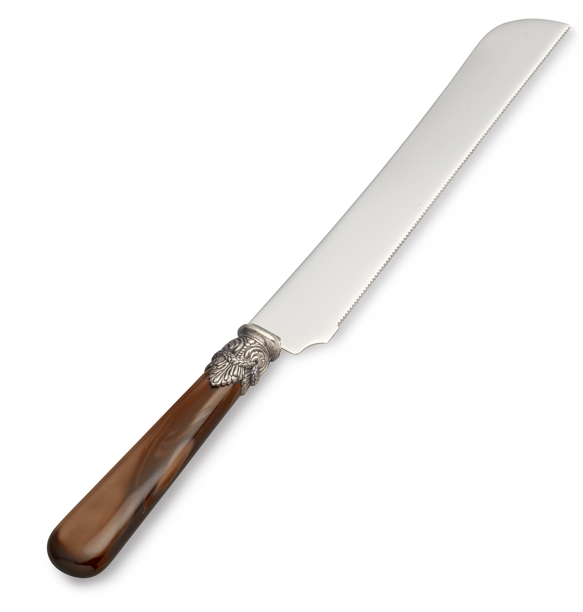 Couteau à pain / Couteau à tarte, avec un manche Marron (nacré)