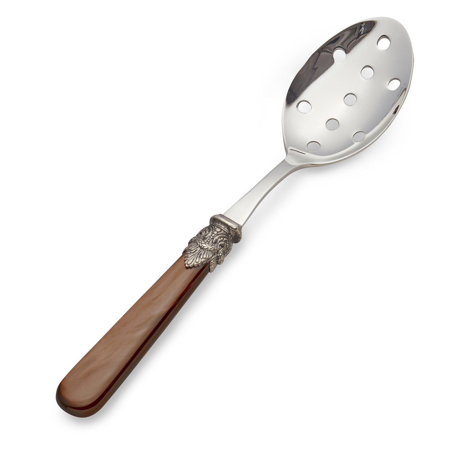 Serving Spoon with holes, Brown with Mother of Pearl