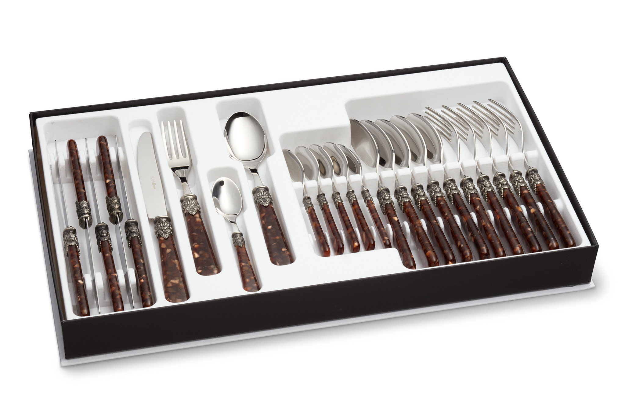 Coffret de couverts, Marron (motif tortue)