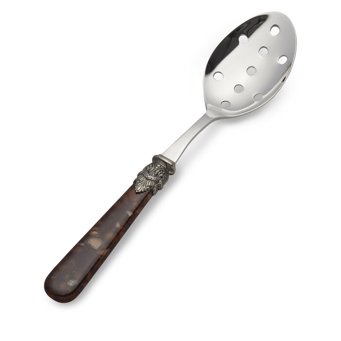 Slotted serving spoon, Brown (turtle motif)