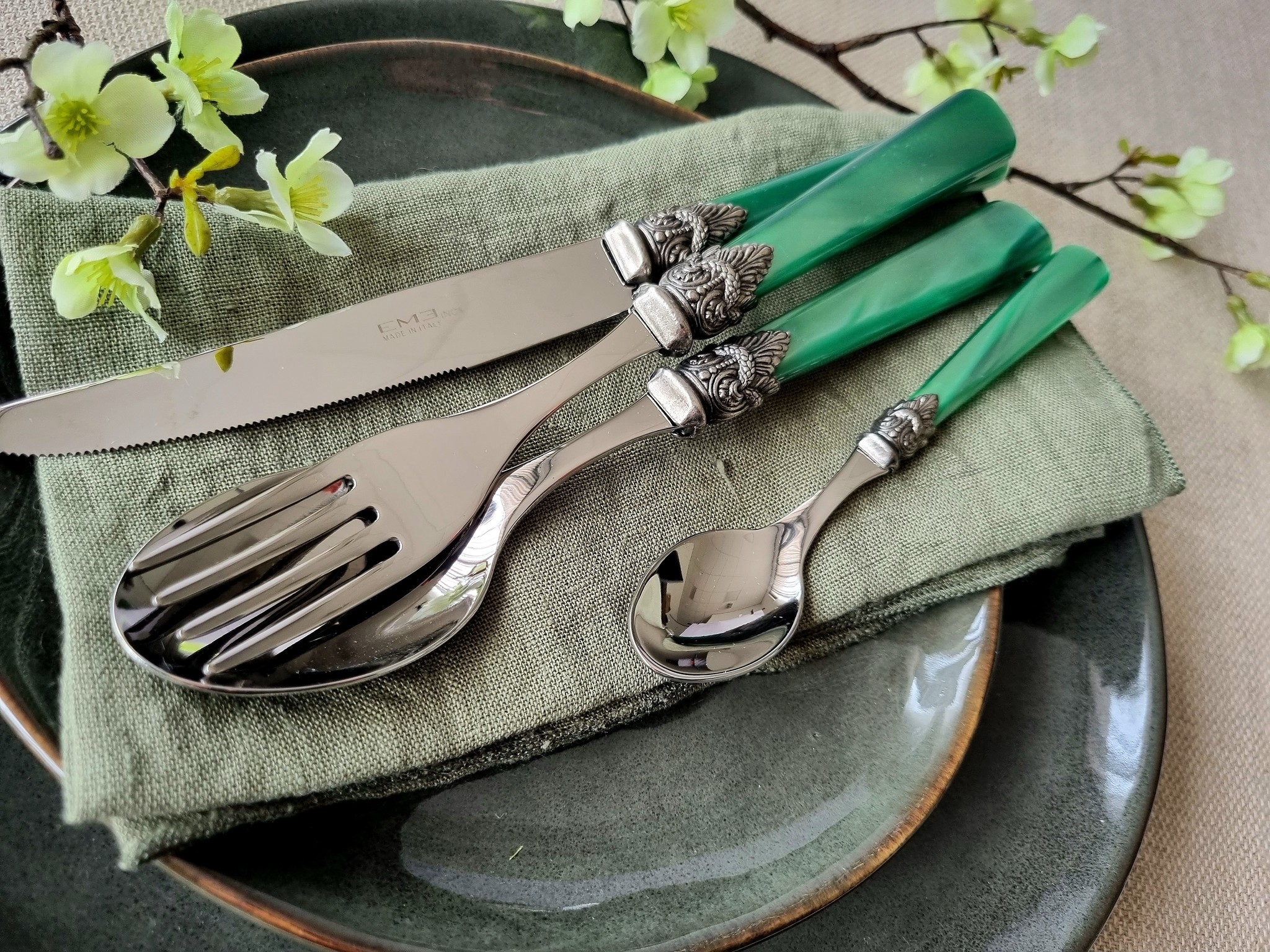 Antique Fork & Knife Serving Fish Set Mother of Pearl Handles Aesthetic  Period