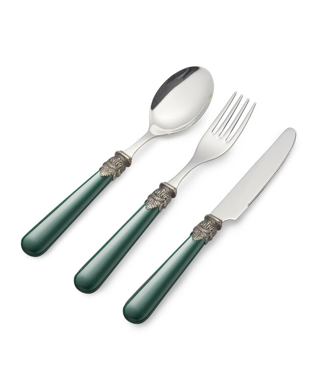3-piece breakfast cutlery set for 1 person, green (matte), EME Napoleon