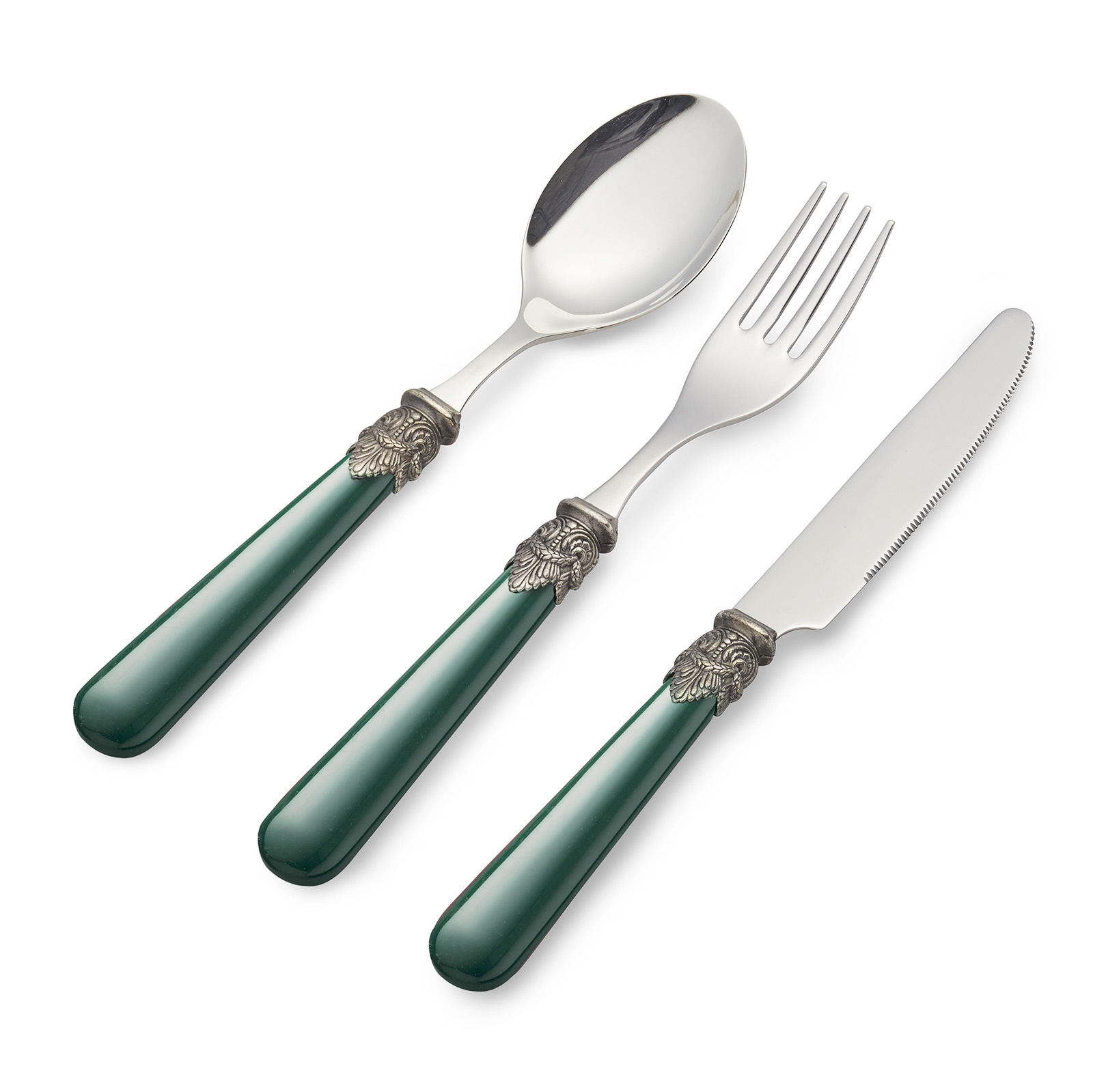 Breakfast Cutlery Set Green, 3 pieces EME Napoleon Cutlery EME Napoleon