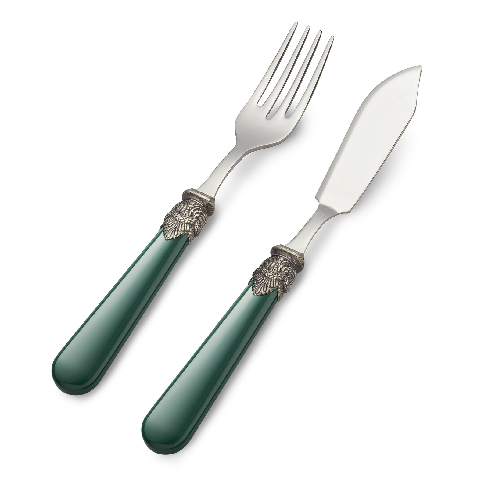 Ensemble de Couverts, Vert (mat), pour le Poisson