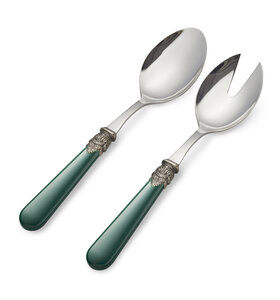 2-piece salad serving set, green (matte)