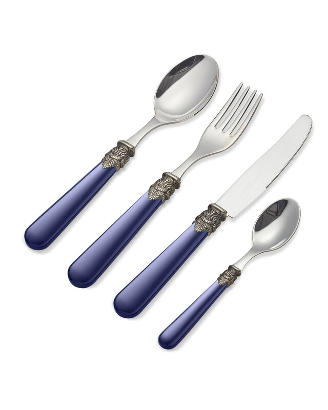 4-delige dinerbestekset voor 1 persoon, blauw (mat), EME Napoleon