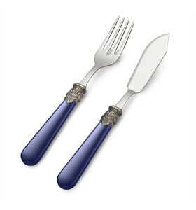 2-teiliges Fischbesteck, Blau (matt)