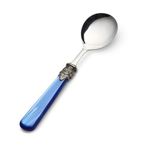 Soup spoon, blue (mother-of-pearl)