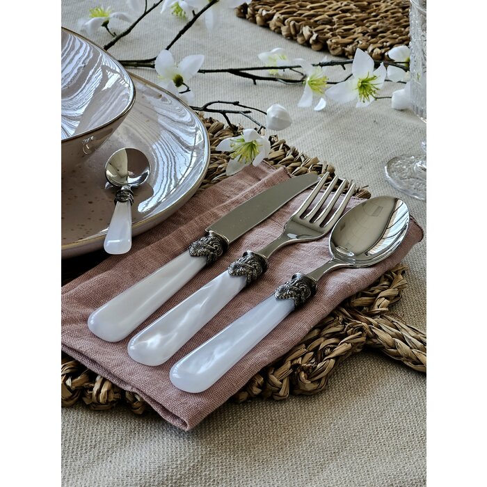 4-delig, Bestekset, voor 1 persoon, Wit (parelmoer), voor het diner, EME Napoleon